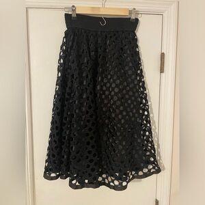 Magic Black Midi A-Line Skirt with Cut Out